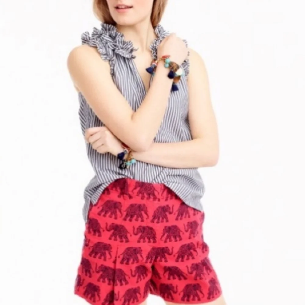 J. Crew Elephant Print High Waisted Shorts - Picture 2 of 7